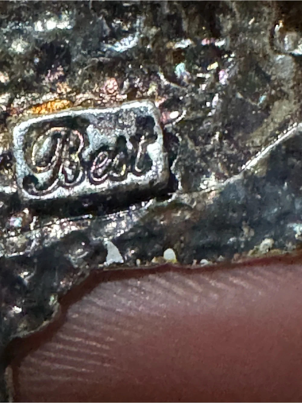 Vintage Signed BEST Collie Sheltie Dog Brooch Pendant Enamel Rhinestone Silver T